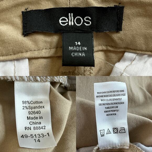 Ellos Womens Modern Stretch Chino Pants 14 Beige Tan Khaki New - Picture 3 of 9